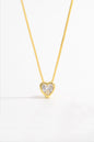 925 Sterling Silver Inlaid Zircon Heart Pendant Necklace